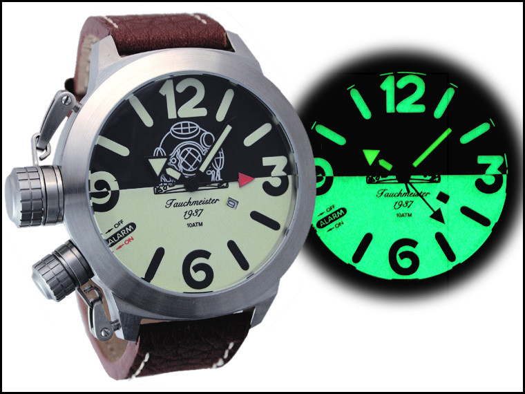 ~~~ XXL-German U-BOOT ALARM DATE Crown Protection system T0233 Lumionous ~~~
