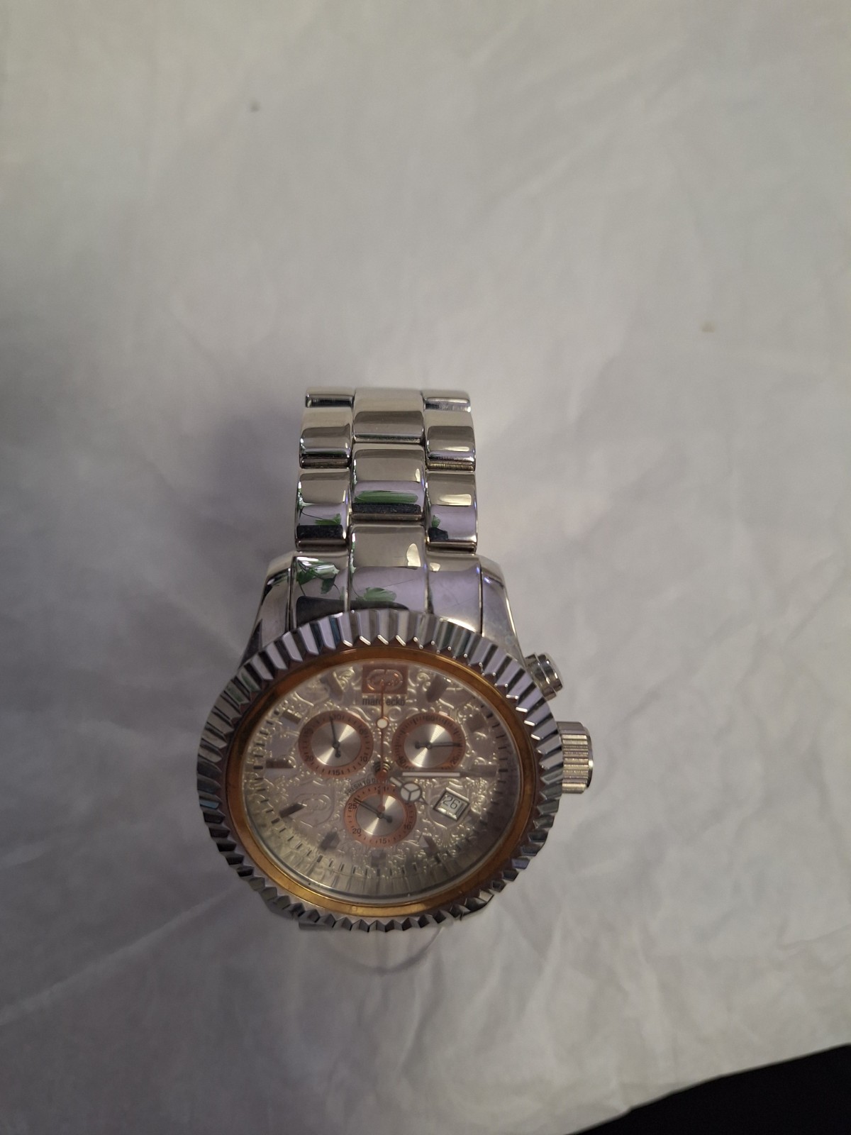 Marc Echo Three-Hand Silver Rose Gold Stainless Steel Watch Silver Dial