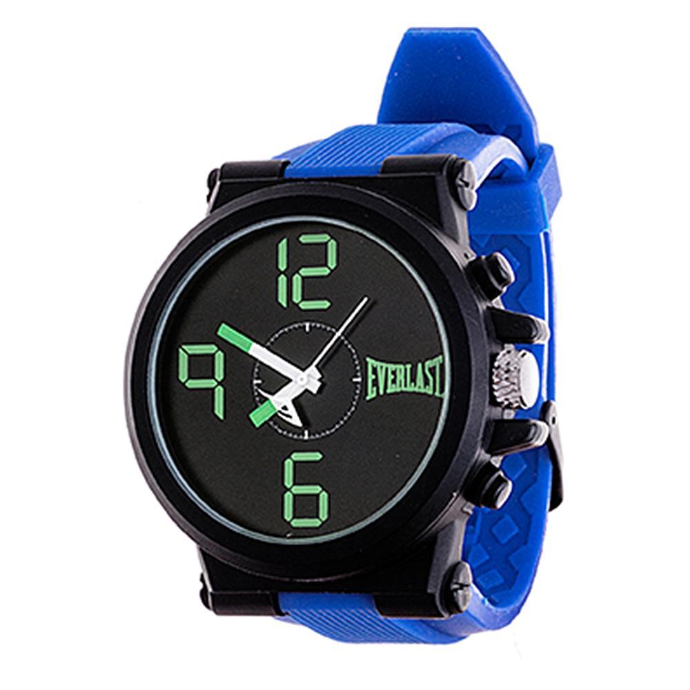 NEW EVERLAST BLACK TONE,ROYAL BLUE SILICONE BAND WATCH EVWF024NB