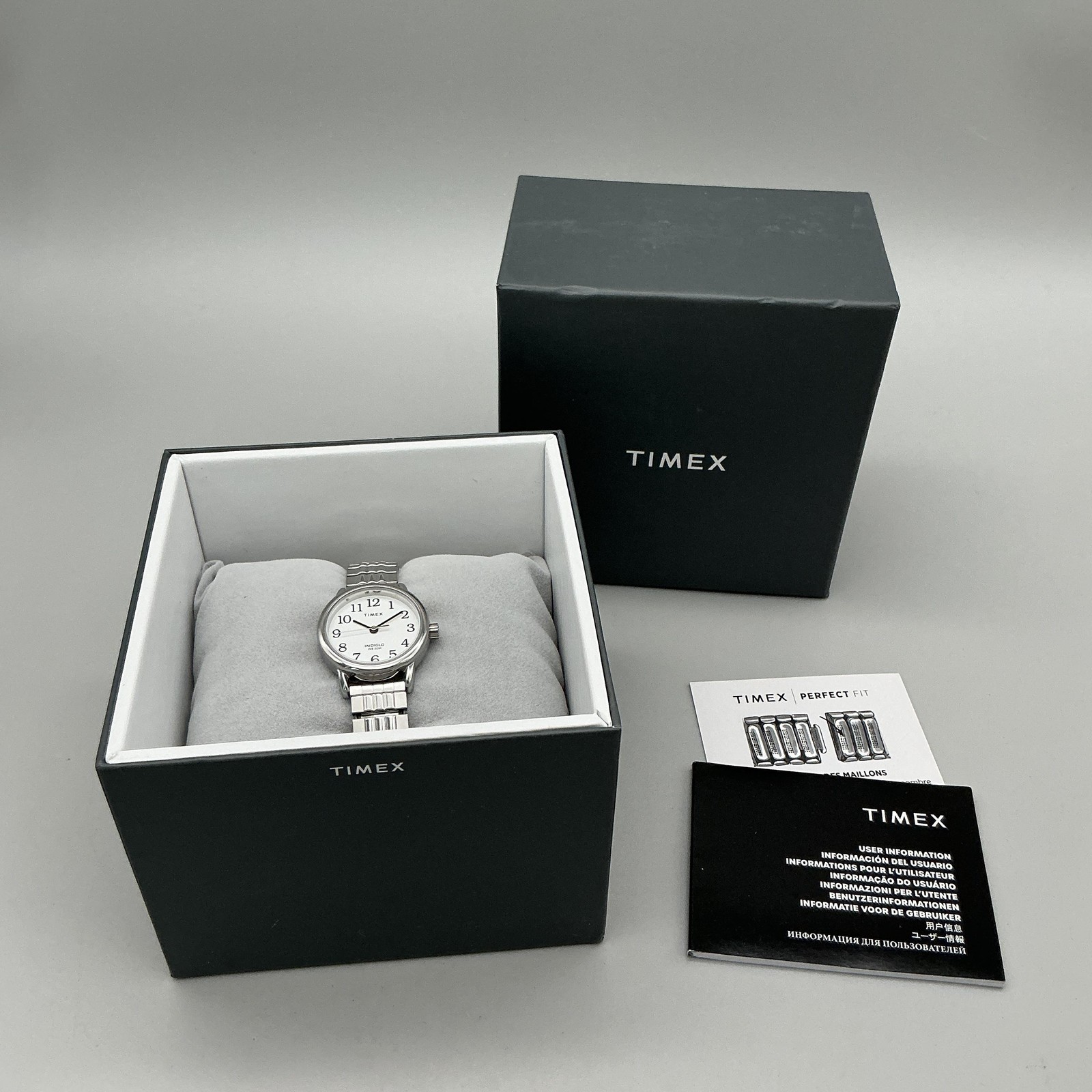 Timex Easy Reader Womens Watch 25mm White Dial Indiglo Expansion Band Stainless