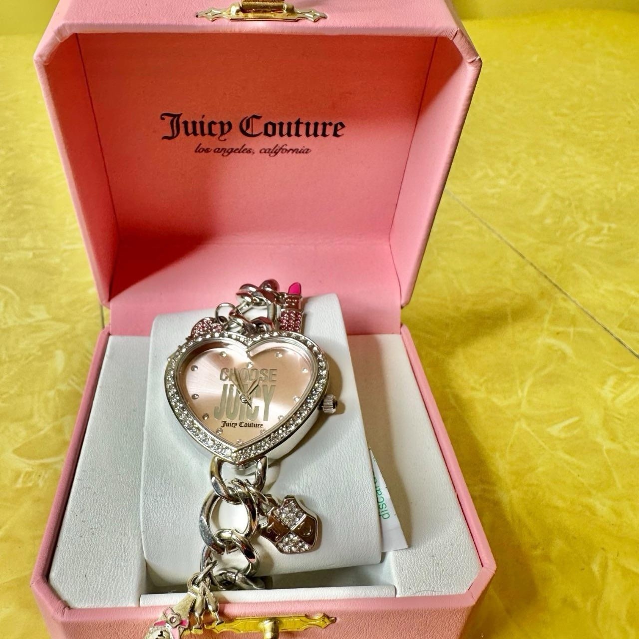 BNWT Juicy Couture Heart Watch w/ Chain Link Band w/ Charms