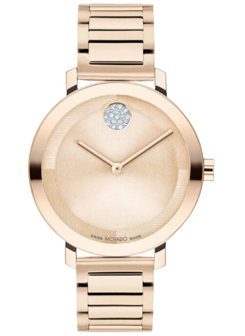 MOVADO BOLD 3601107 ROSE GOLD DIAL & STAINLESS STEEL BRACELET 34MM WOMENS WATCH