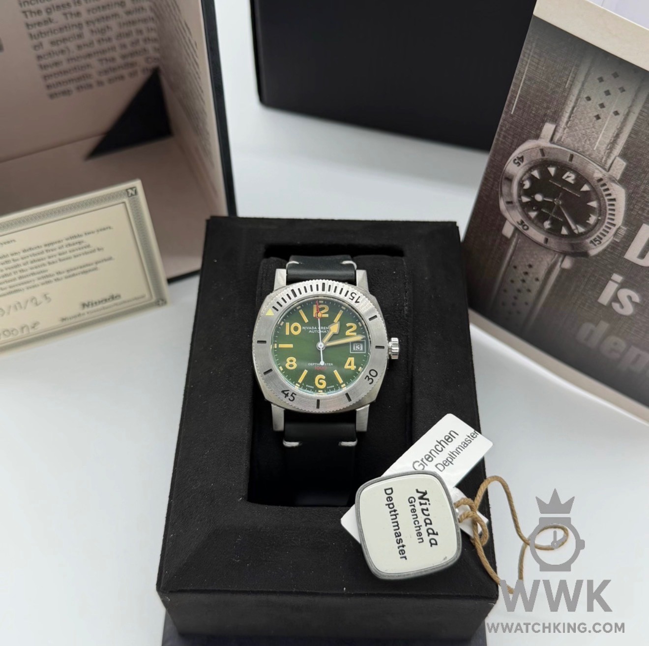 Nivada Grenchen ‘Depthmaster’ | Ref. 14103A15 | Black Leather Strap | Full Set