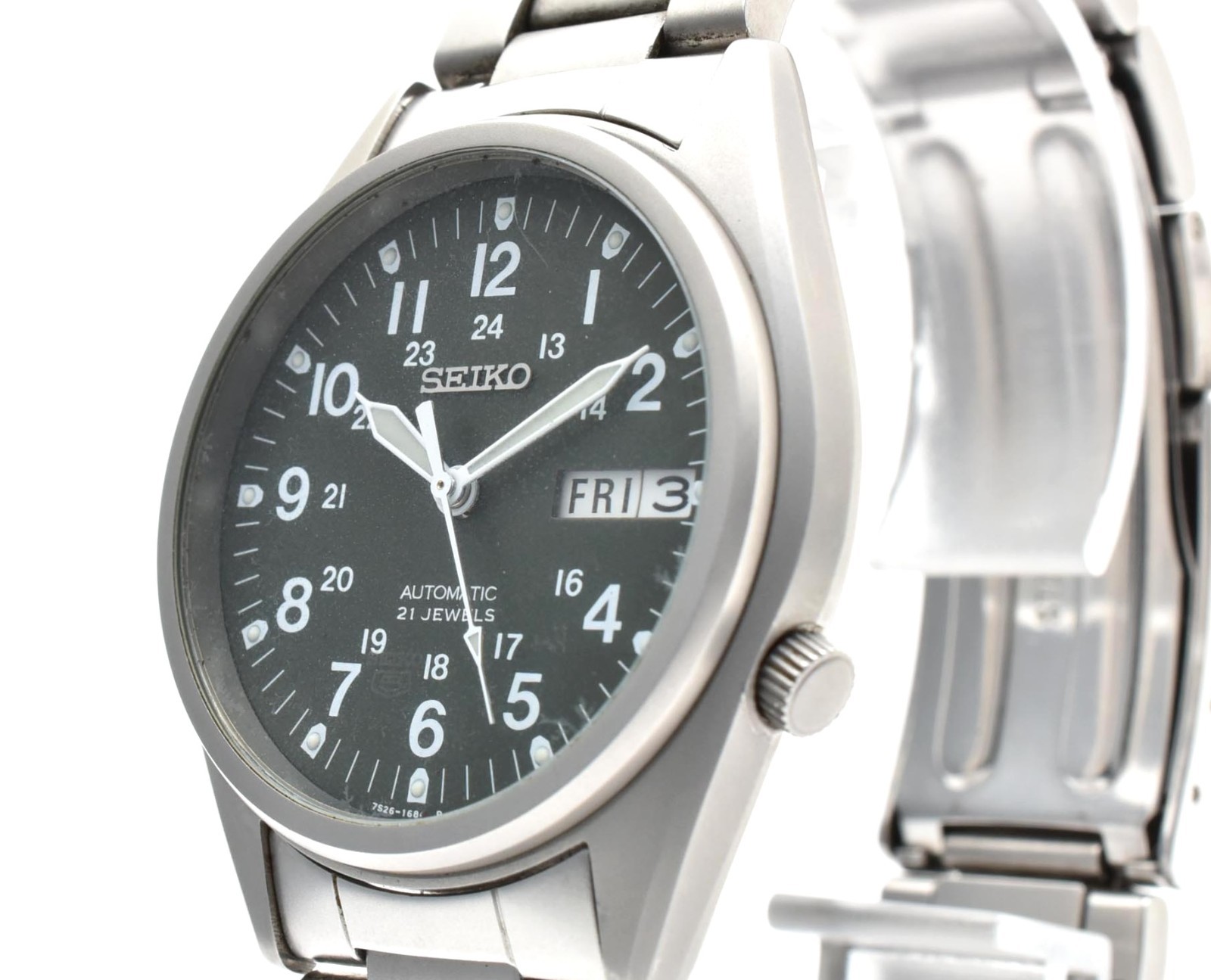 Vintage Seiko 5 7S26-3060 Green Military Dial Automatic Men’s Watch JAPAN