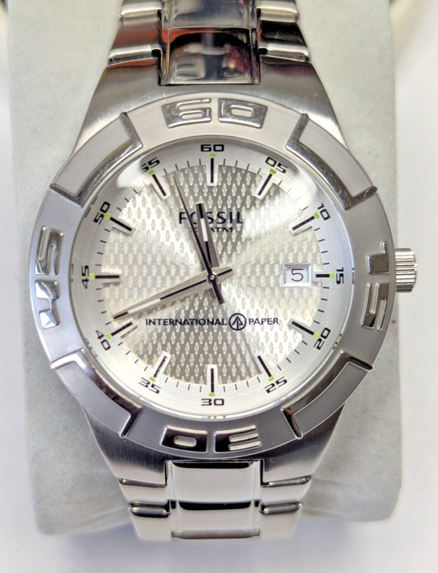 Fossil International Paper Men’s Watch w/ Date Quartz 10 ATM WR – Runs Tested