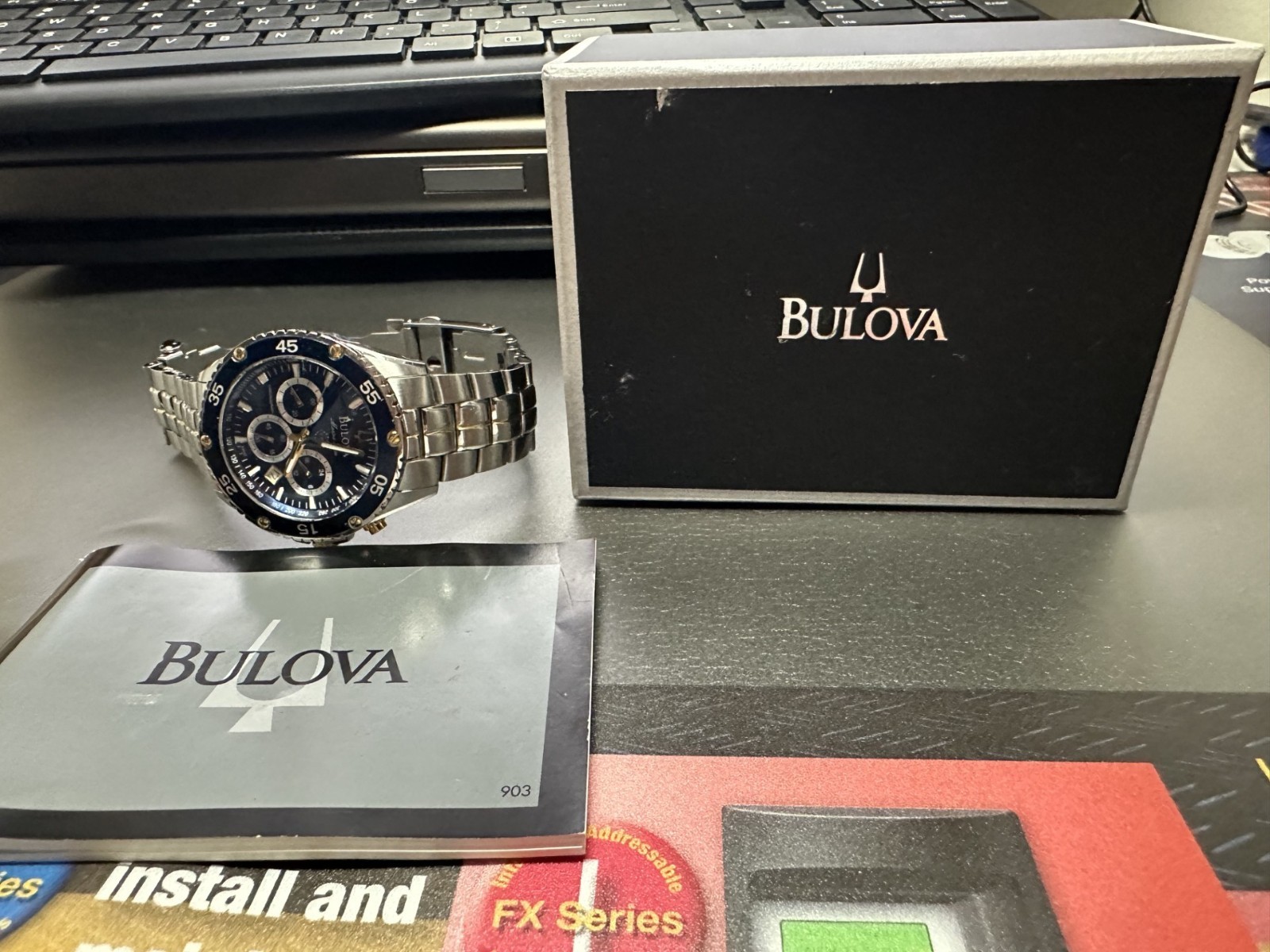 Bulova Men’s Marine Star 98B400 Blue Dial Stainless Steel Quartz Watch