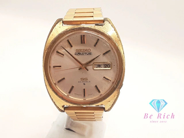 Seiko 5 Actus Automatic Watch 6106-8420 Gold SS Band Day Date Analog #S503022