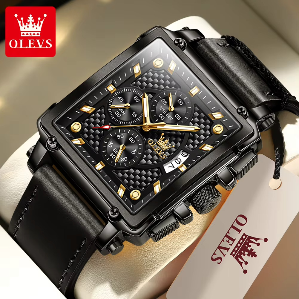 OLEVS 9925 Brand original authentic watches for man luxury Gift Box Belt large