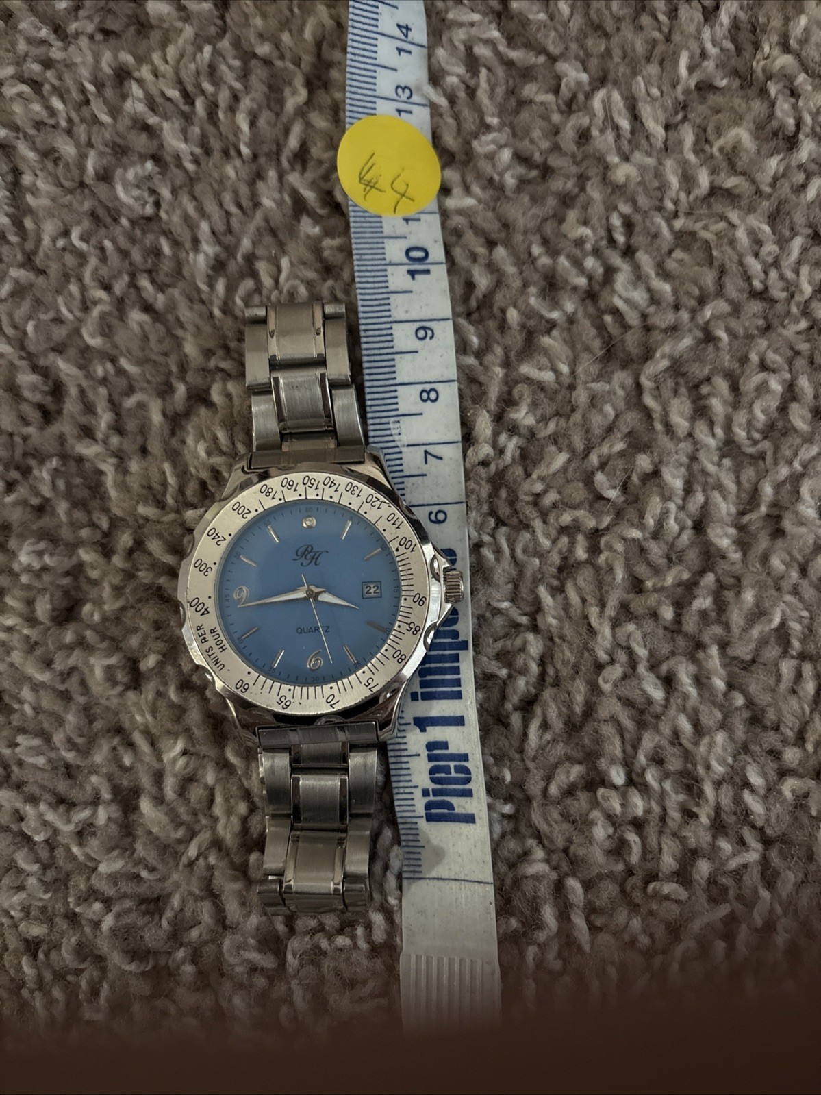 Paris Hilton 42mm Blue Diale Silver Tone Mens Quartz Watch – New Battery (#1401)