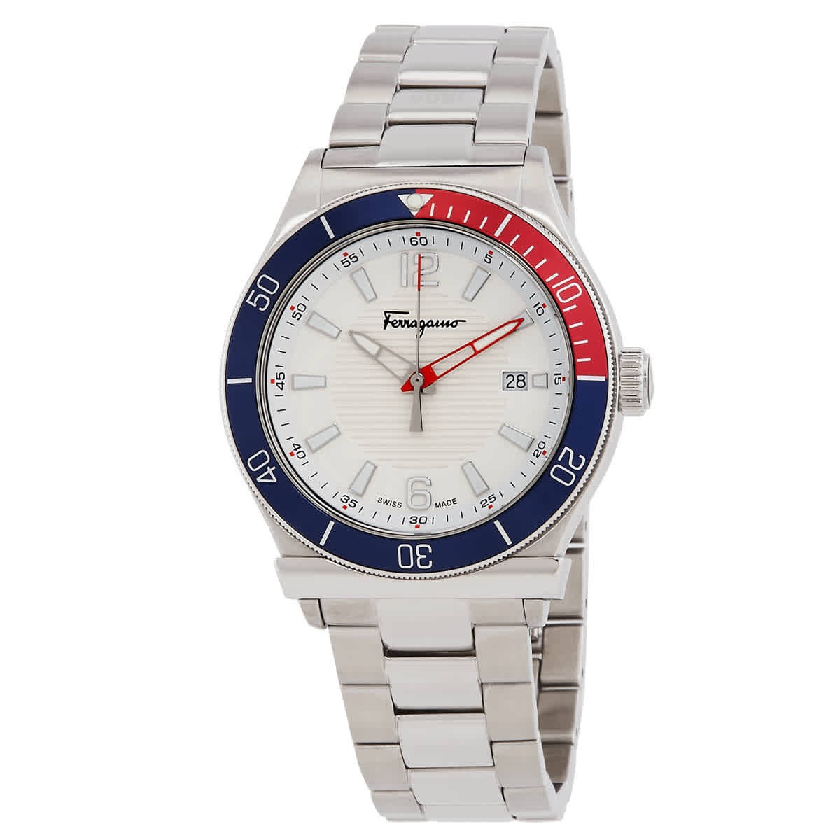 Ferragamo 1898 Sport Quartz White Dial Pepsi Bezel Men’s Watch SFYK00520