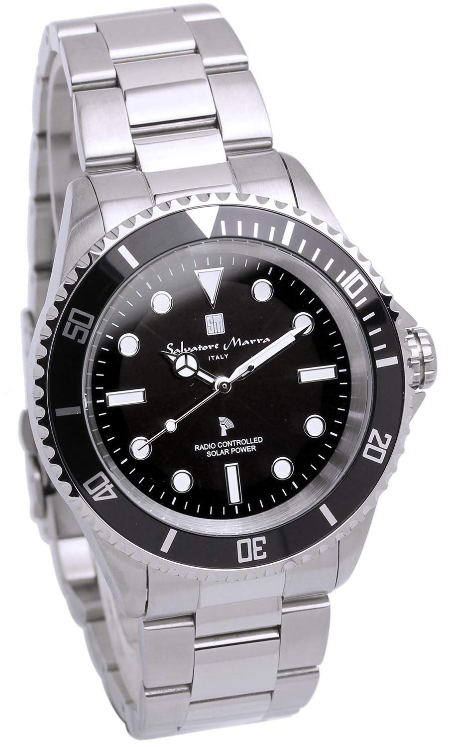 Salvatore Marra Men’s Watch, Radio-Controlled Solar Powered, Unidirectional Rota