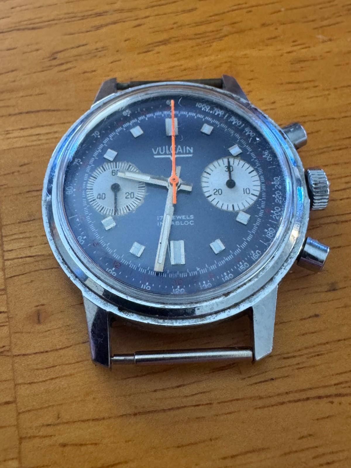 VINTAGE VULCAIN “BLUE PANDA” 1376 CHRONOGRAPH – VALJOUX 7733 -BLUE DIAL -REPAIR
