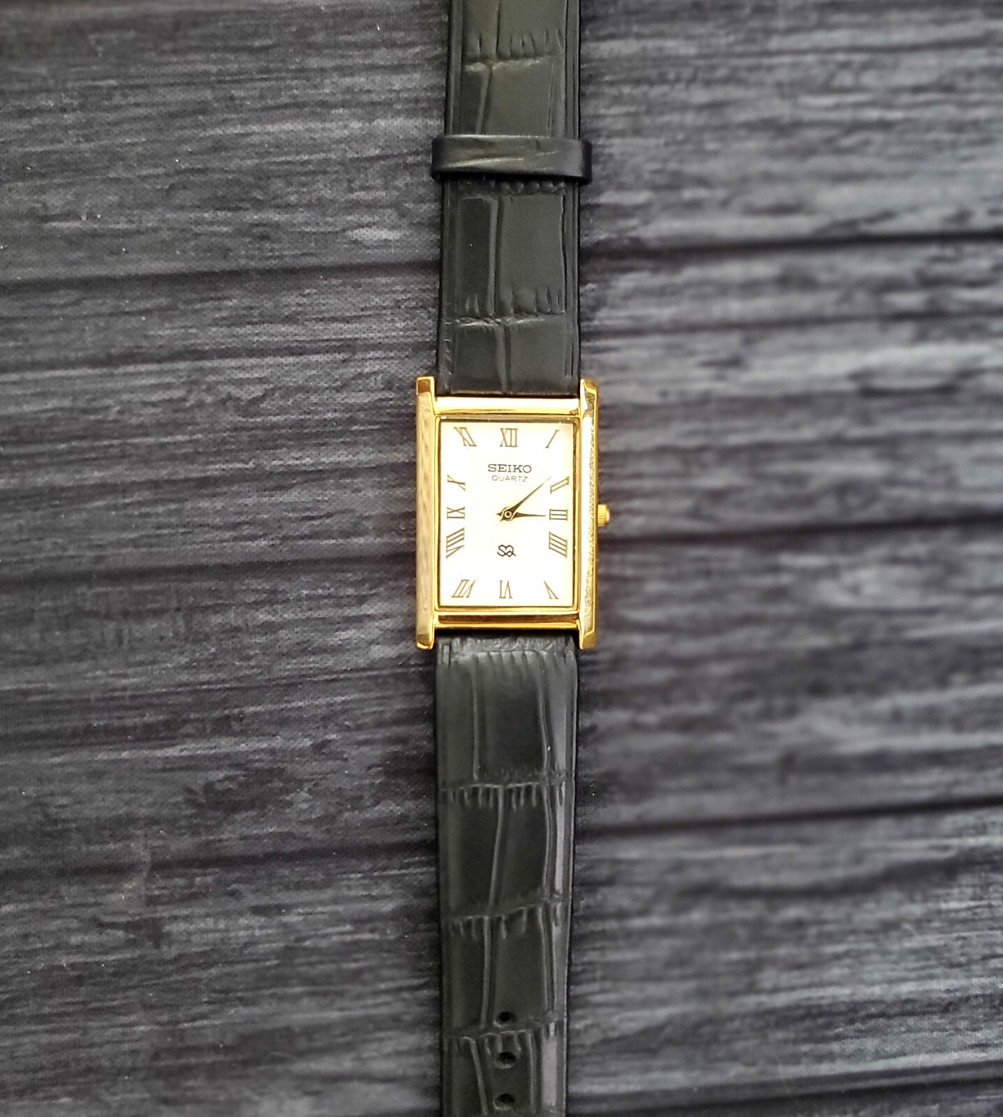 *Slim GOLD White Dial New Batt & Movt Men’s Tank Dress Watch USA Seller