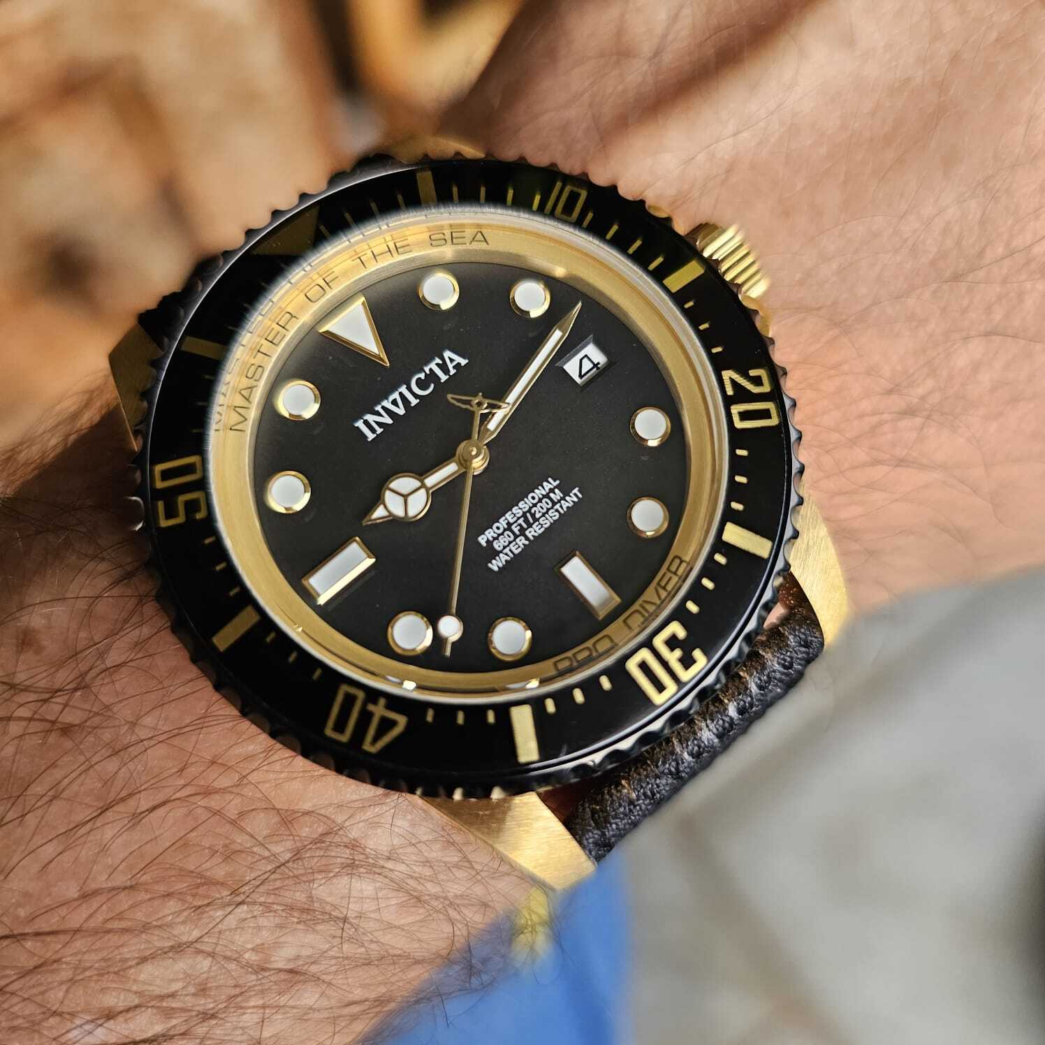 Invicta Men’s Pro Diver 44mm Black Dial Polyester Band Automatic Watch