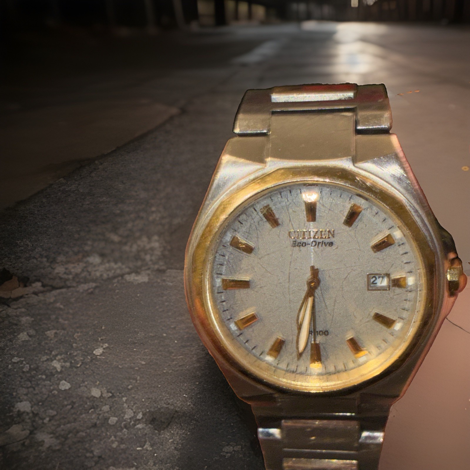Citizen Eco-Drive Two-Tone Silver Dial Date Stainless Steel Bracelet 100m