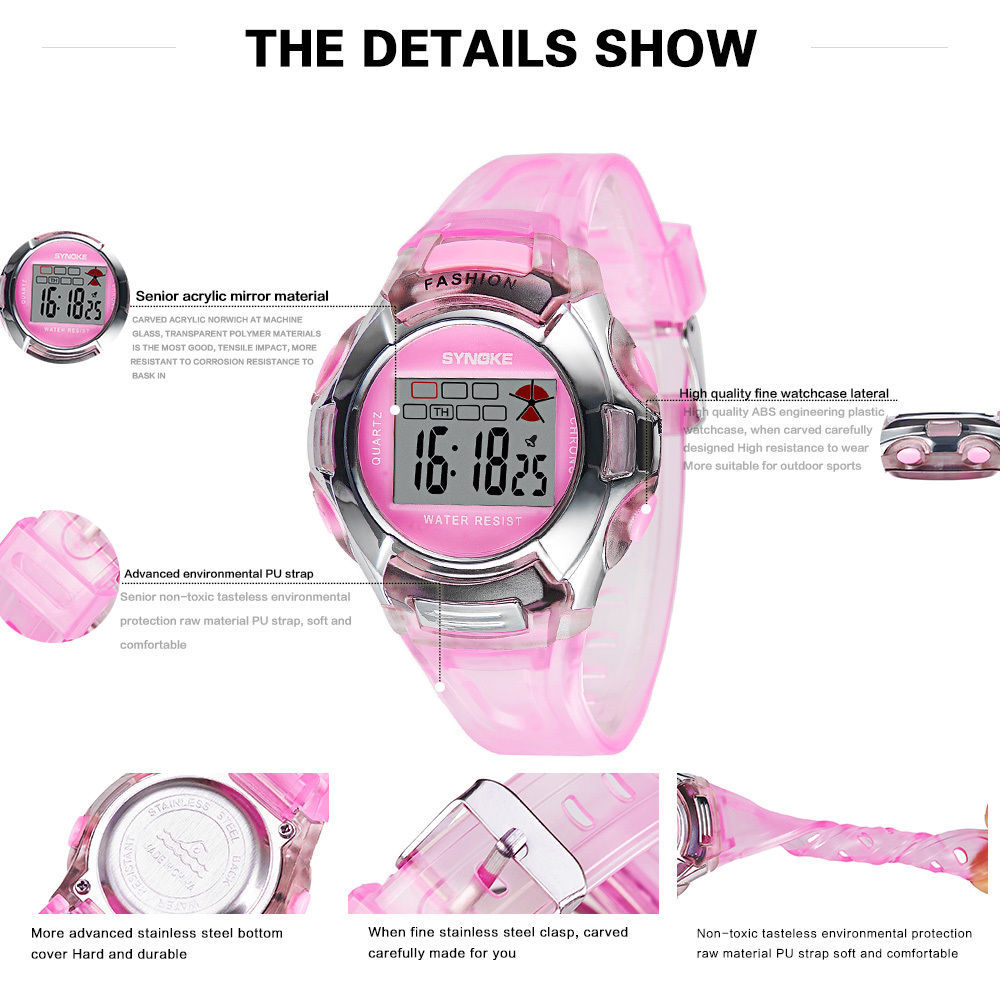 Multifunction Children Kids Waterproof Boys Girls Digital Alarm Date Wrist Watch