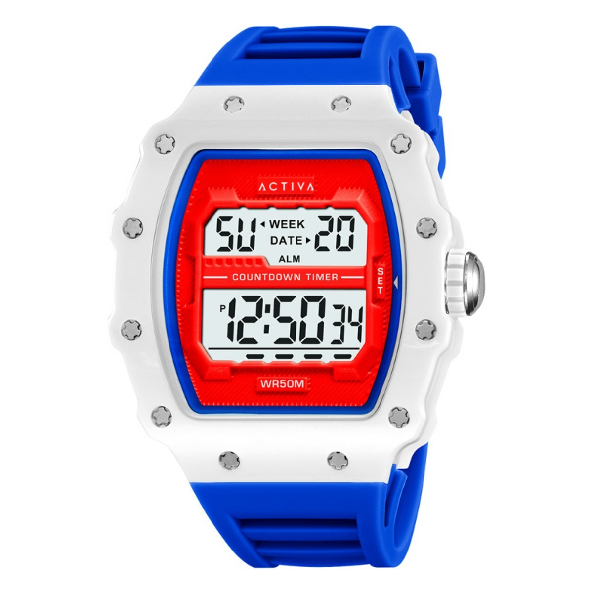 Activa X Invicta Men’s Digital Curved Watch 44mm Red, White & Blue (ACW2296-005)