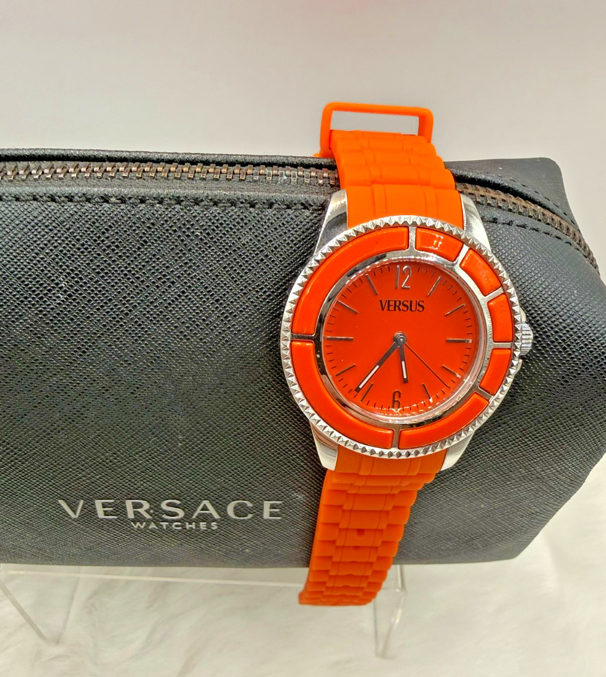 Versus By Versace Tokyo Orange Dial & Rubber Band W/Versace Watch Bag 3C61200