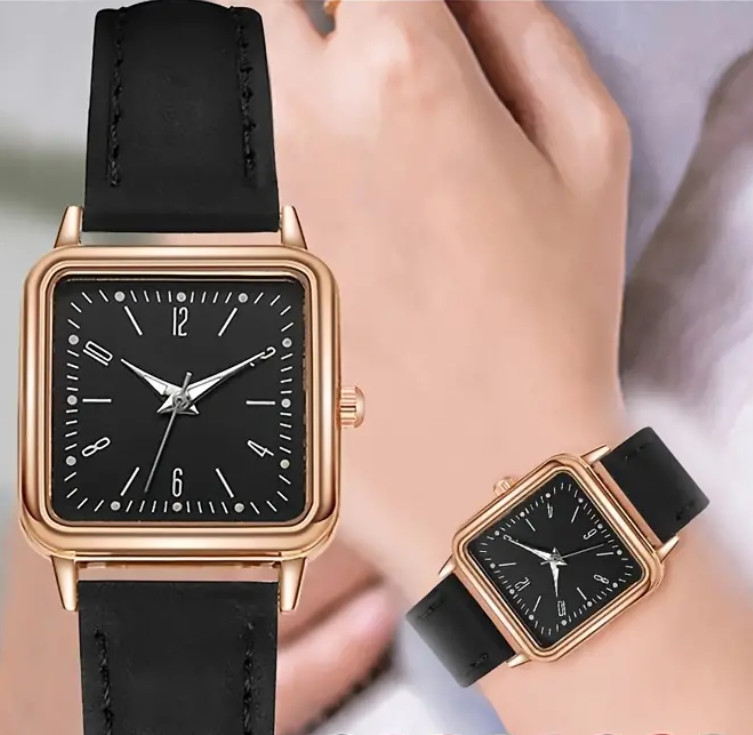 Fashion Casual Square Pointer Quartz Watch PU Leather Wrist Watch Gift