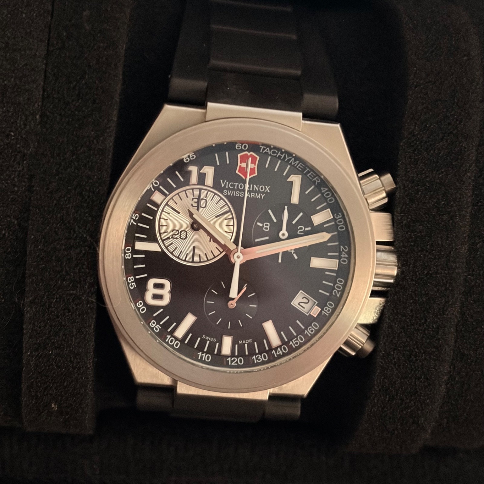 Victorinox Swiss Army Convoy Chronograph Watch Black Rubber Strap (Model 241157)
