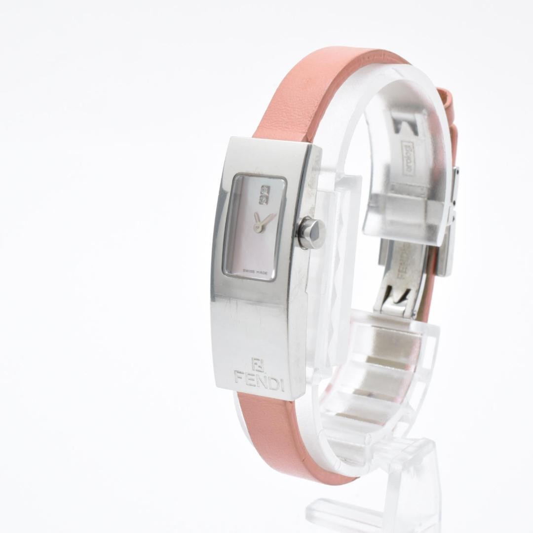 Fendi Women’s Pink Square Quartz Wristwatch Japan Working Condition 0712466