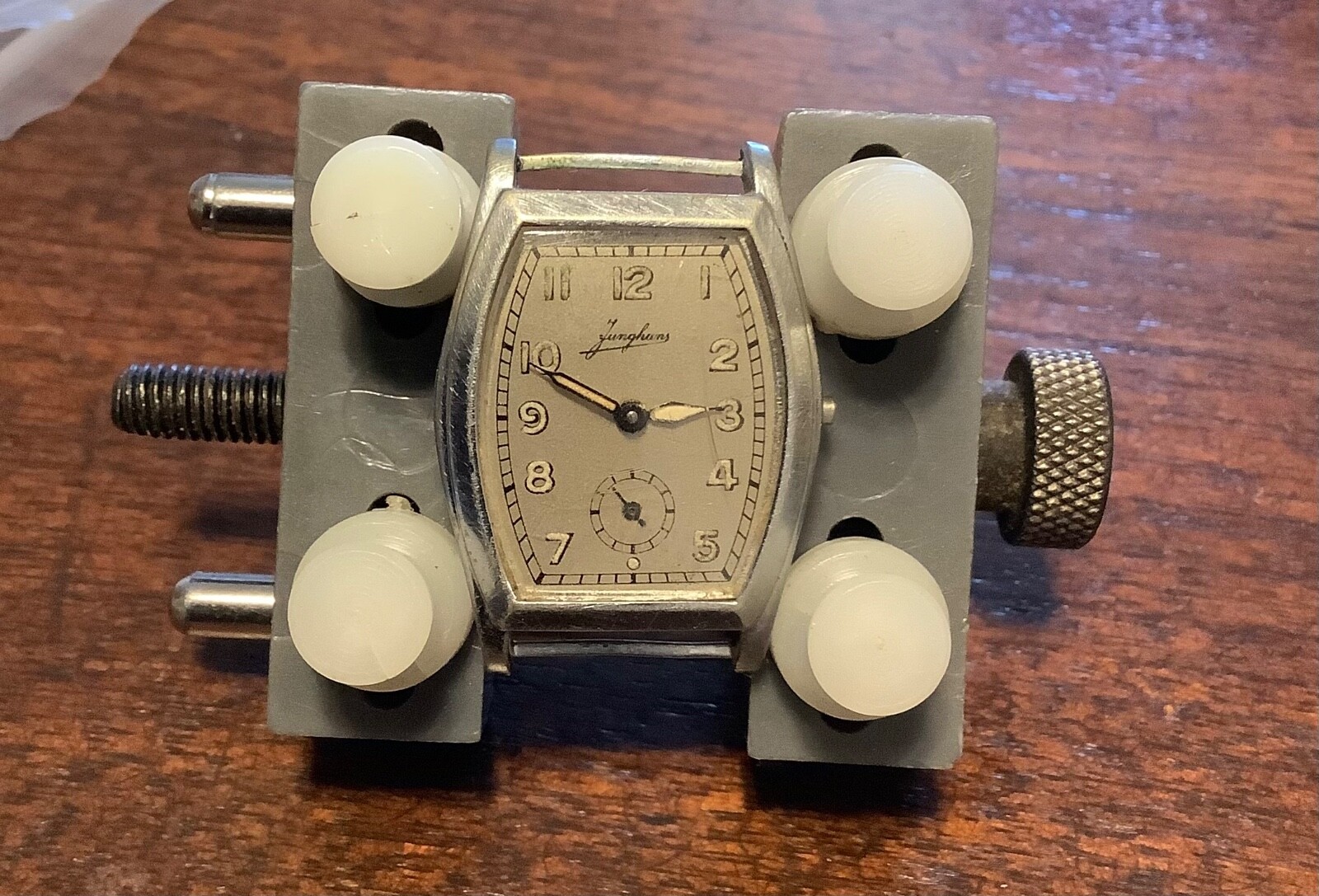 Junghans Men’s Watch / Cushion Case marked Junghans Boden / Signed J80 Movt.