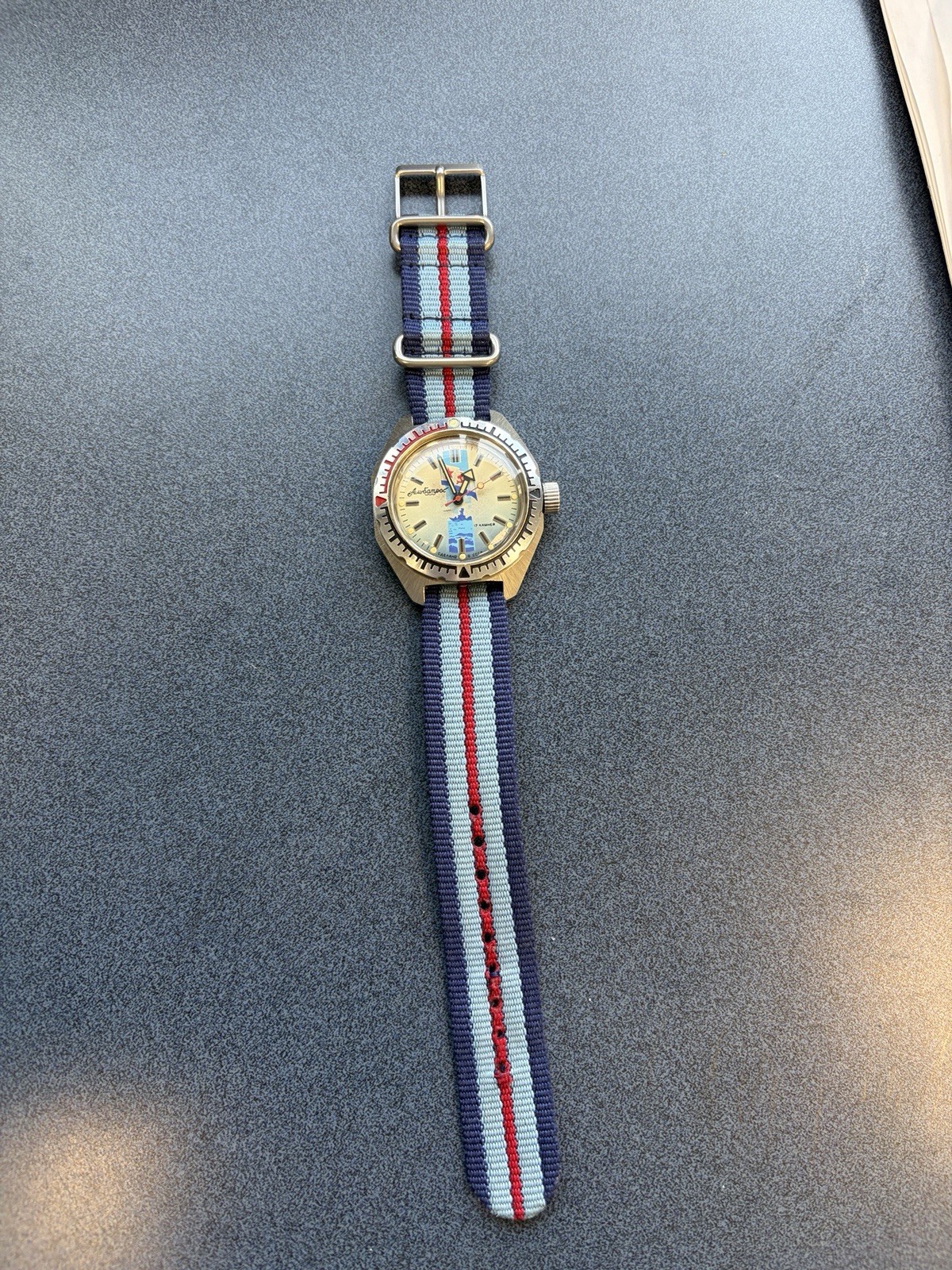Vostok Russian CCCP Automatic White/Blue Dial NATO Strap