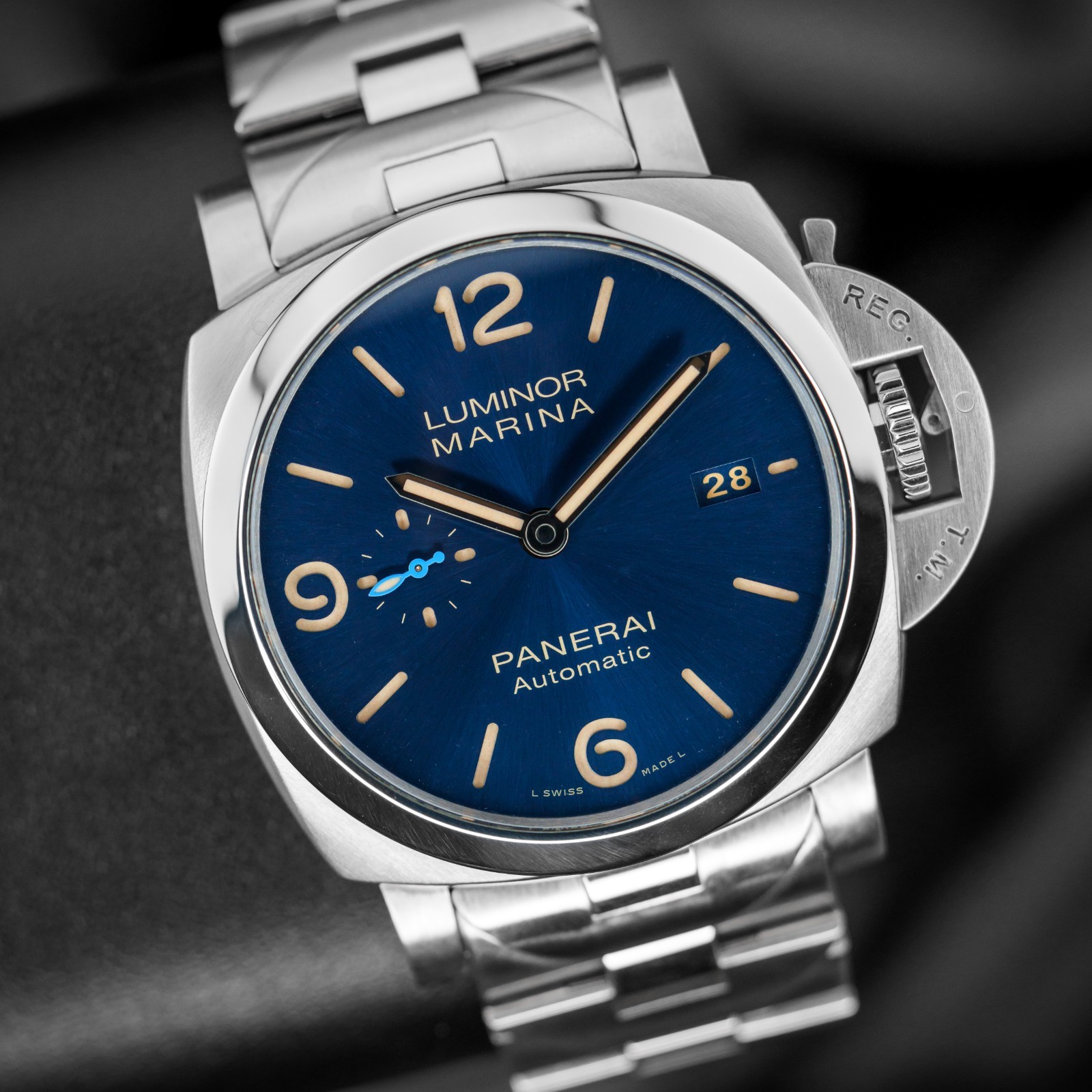 Panerai Luminor Marina Blue Sunburst Full Set with Box and Papers – PAM01058