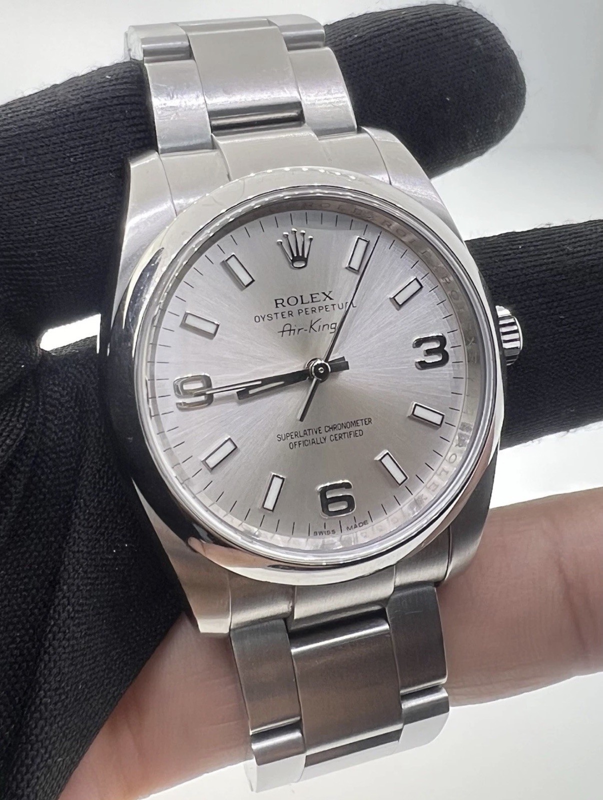 ROLEX Air-King 114200 Stainless Steel Oyster 34mm Unisex Silver Dial