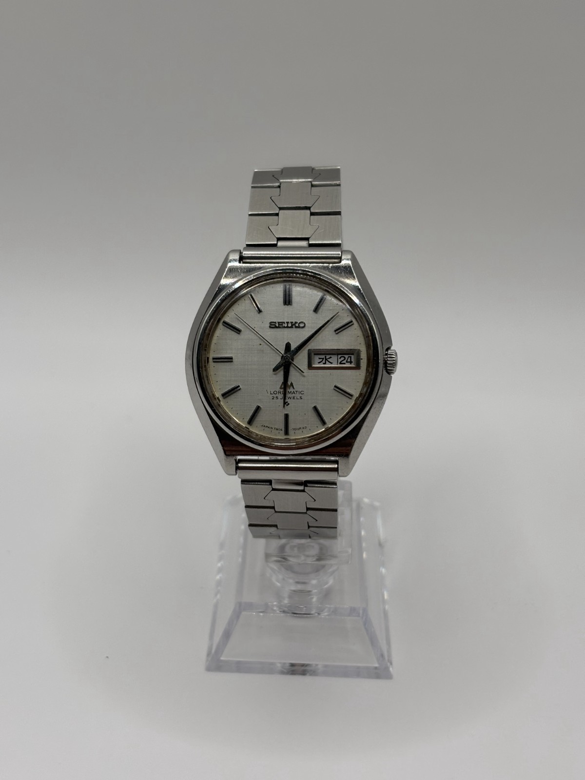 SEIKO Lord Matic 5606 7010 Linen Dial Day Date Automatic Vintage Auth