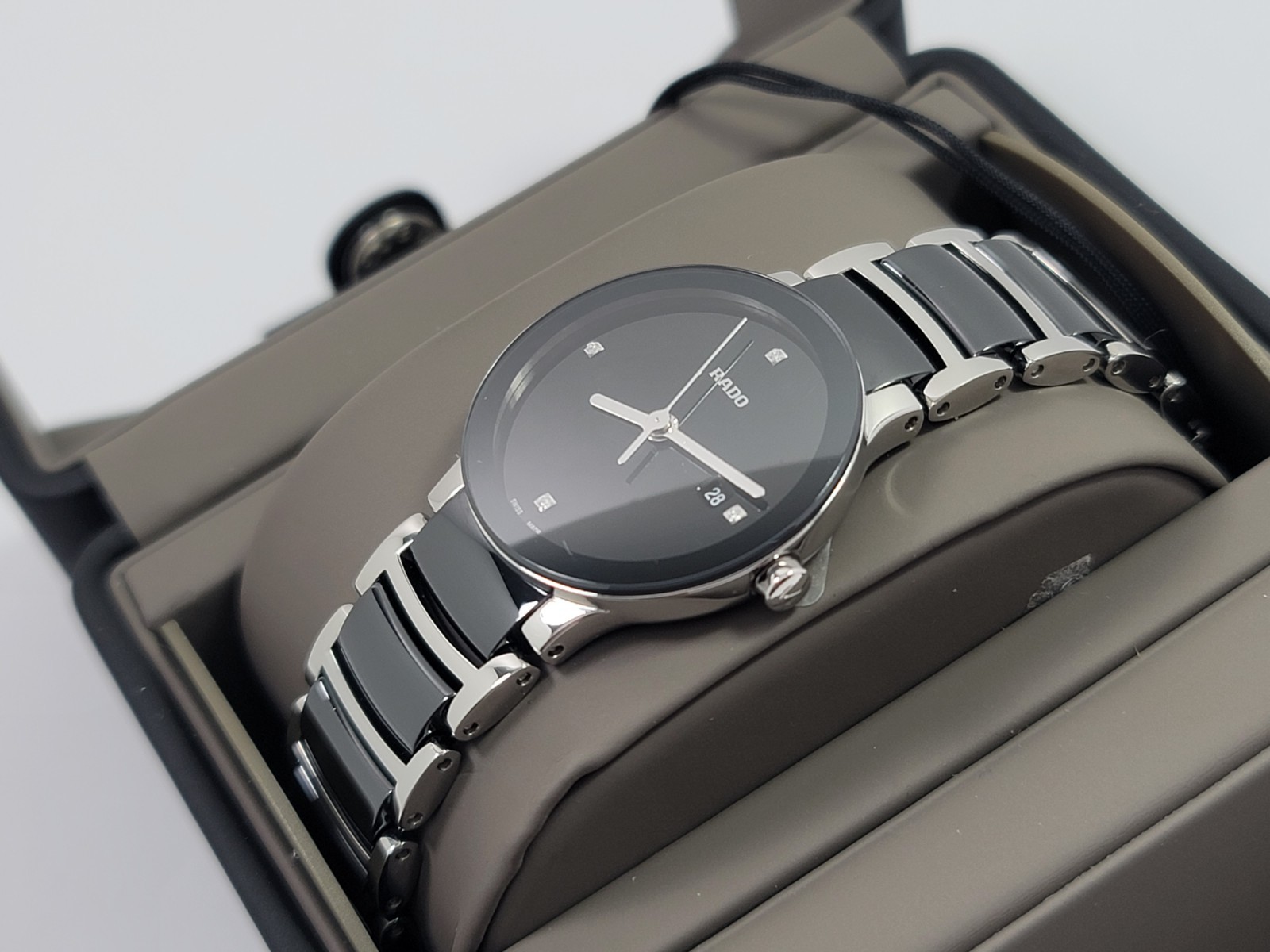Rado Centrix Quartz Diamond Black Dial Stainless Steel Ladies Watch R30935712