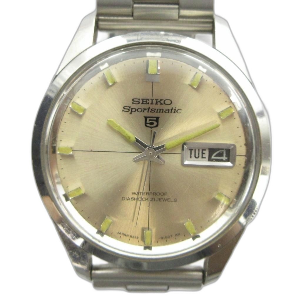 Seiko 5 Sportsmatic Automatic Wristwatch Silver Stainless Steel Pre-owned – Good