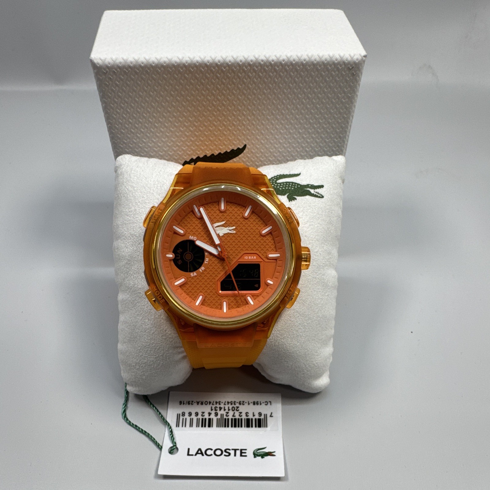 Lacoste LC33 2011431 Orange Analog-Digital Quartz Watch, 100m Depth, New in Box