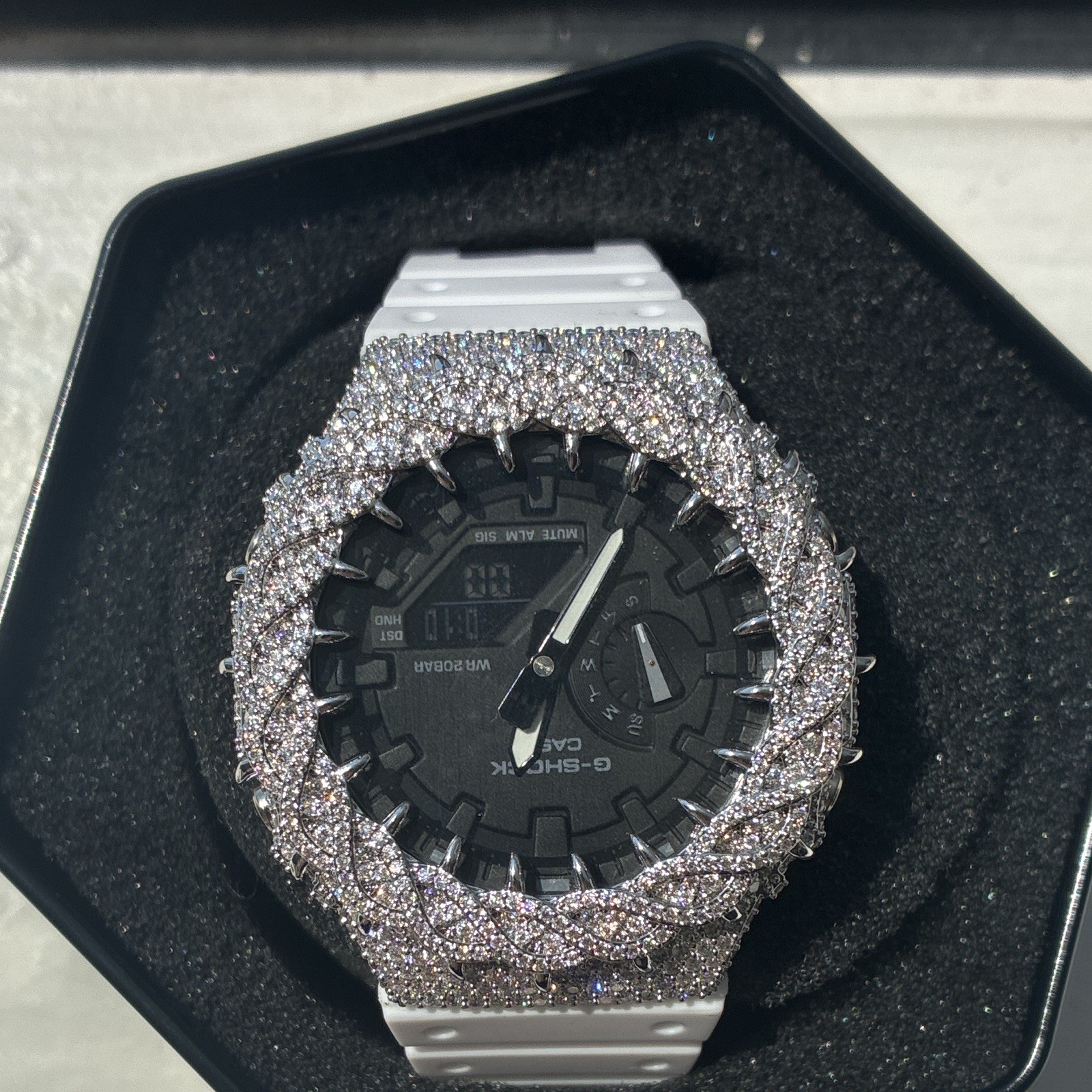 *ICED OUT* Casio G-SHOCK Analog/Digital Quartz White Resin Bling Box Papers