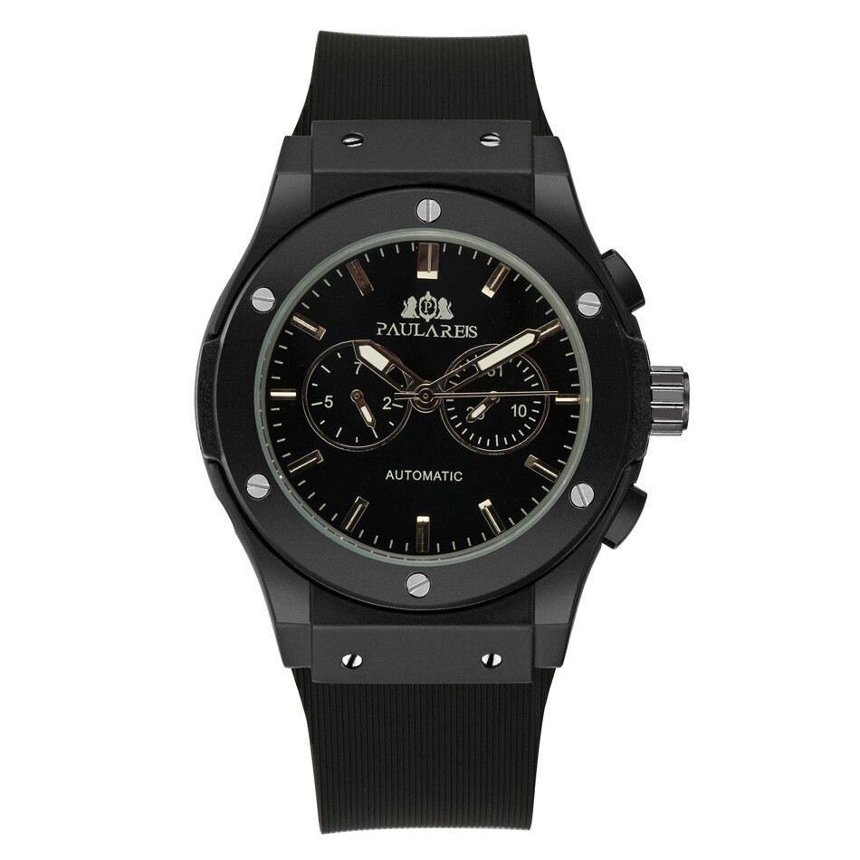 Paulareis Men’s Automatic Mechanical Watch Homage Leather/Rubber Strap Calendar