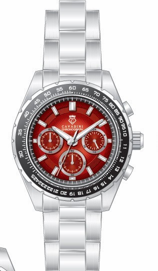Outdoors Cavadini Watch Chronograph Stainless Steel CV-458 Wine Red 10 BAR Sport