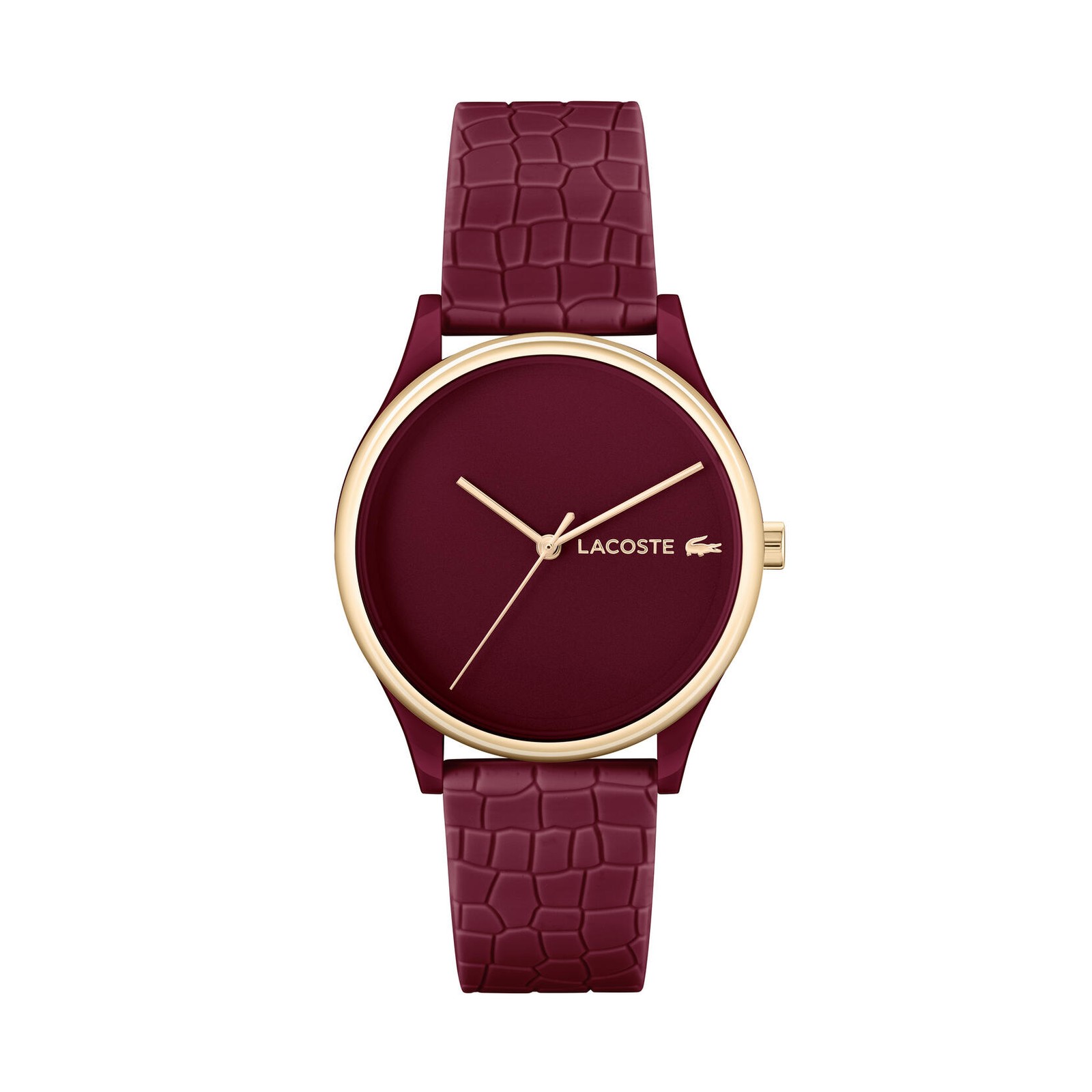 Lacoste 2001283 Crocorigin Quartz Silicone Women’s Watch 36 mm, Burgundy