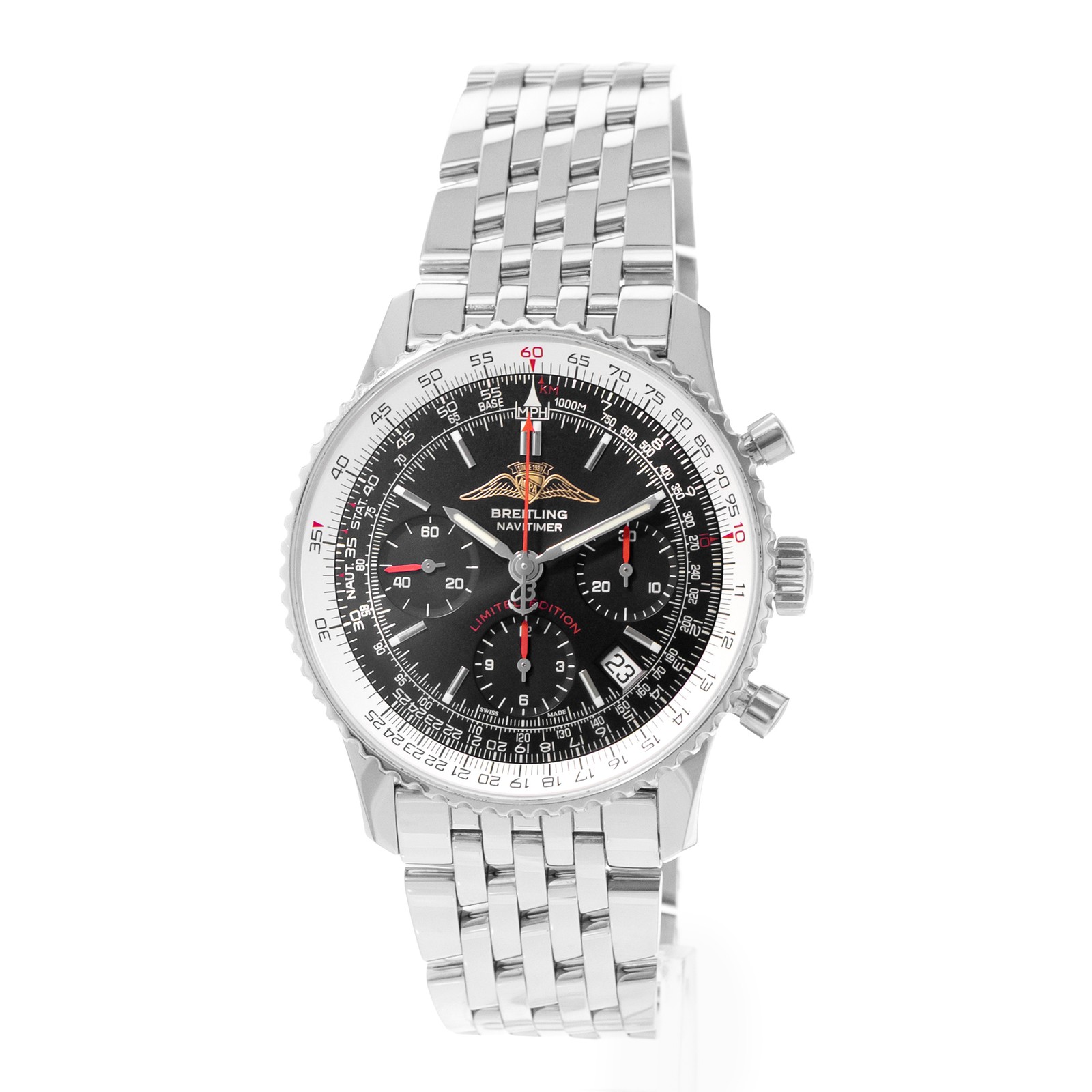 Breitling Navitimer A23322 42mm Black Dial Steel Automatic Mens Watch