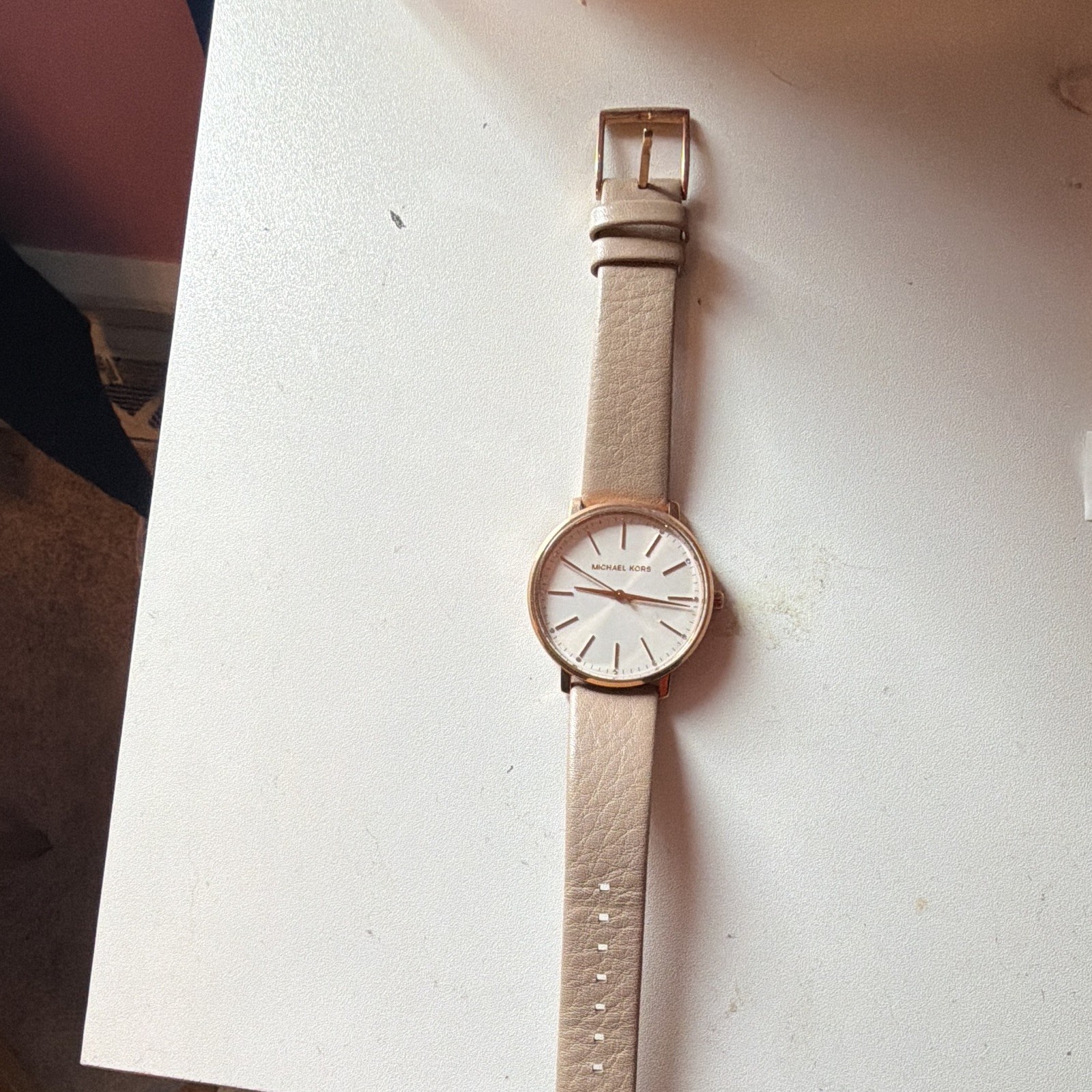 Michael Kors Pyper Women’s Quartz Watch Rose Gold Beige Leather