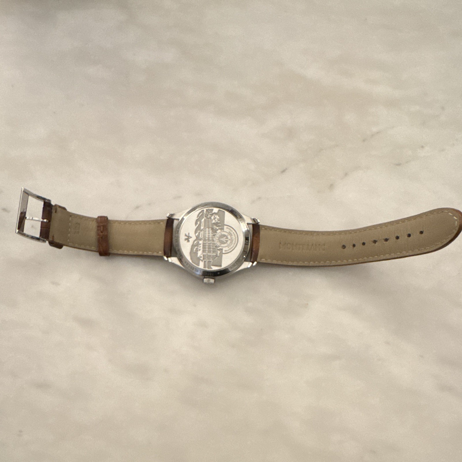 Montblanc Heritage Automatic Silver Dial 40mm Steel Brown Leather Date Watch