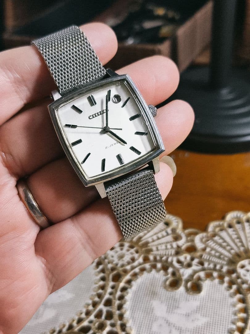 Citizen 1970s Square Silver Automatic 21 Jewels Watch