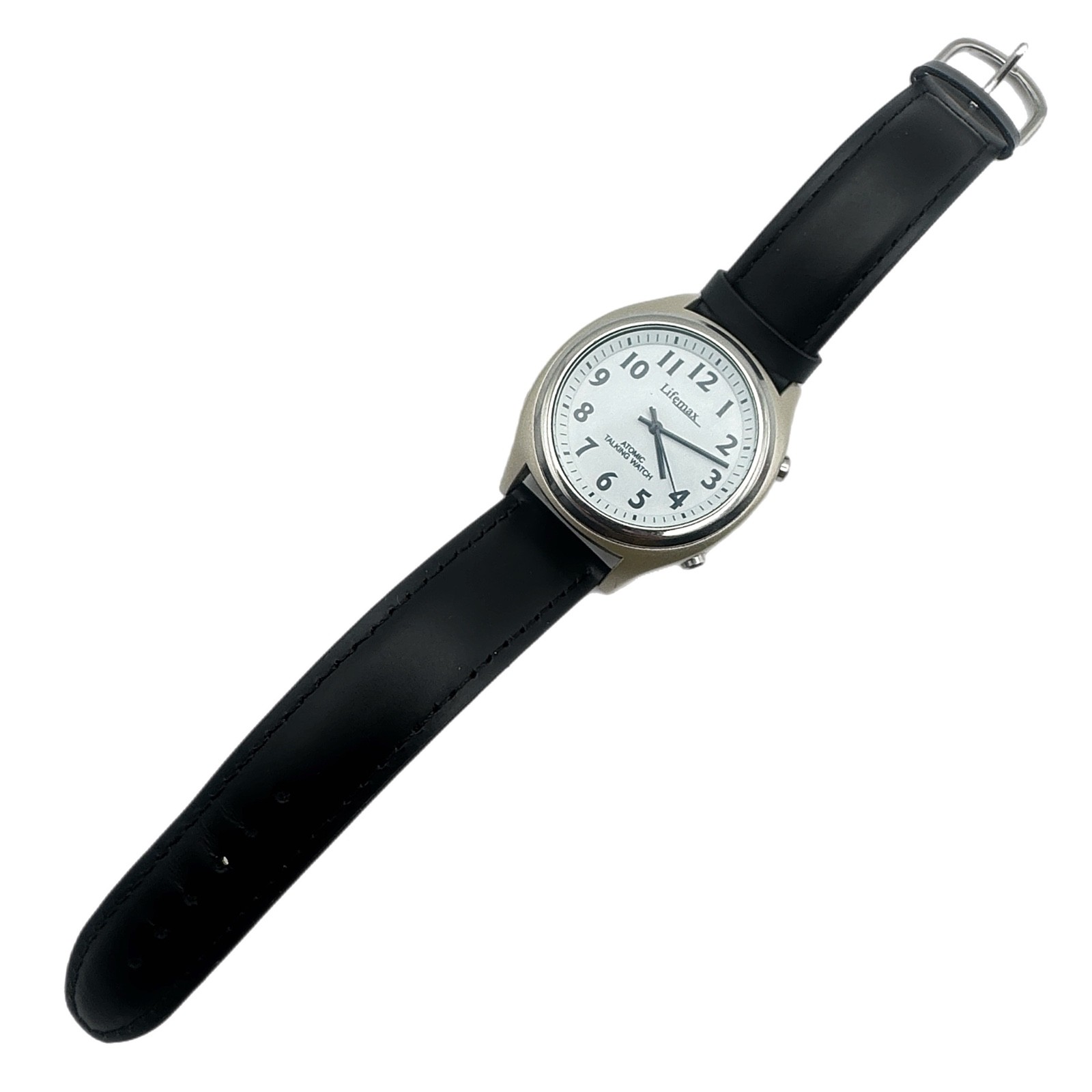 Lifemax RNIB Atomic Talking Watch Model 407 White Dial Leather Strap Working VGC