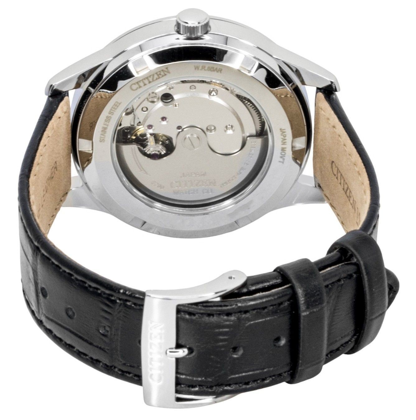 Citizen Analog Leather Strap Black Dial Automatic 50M NY4058-01E Men’s Watch