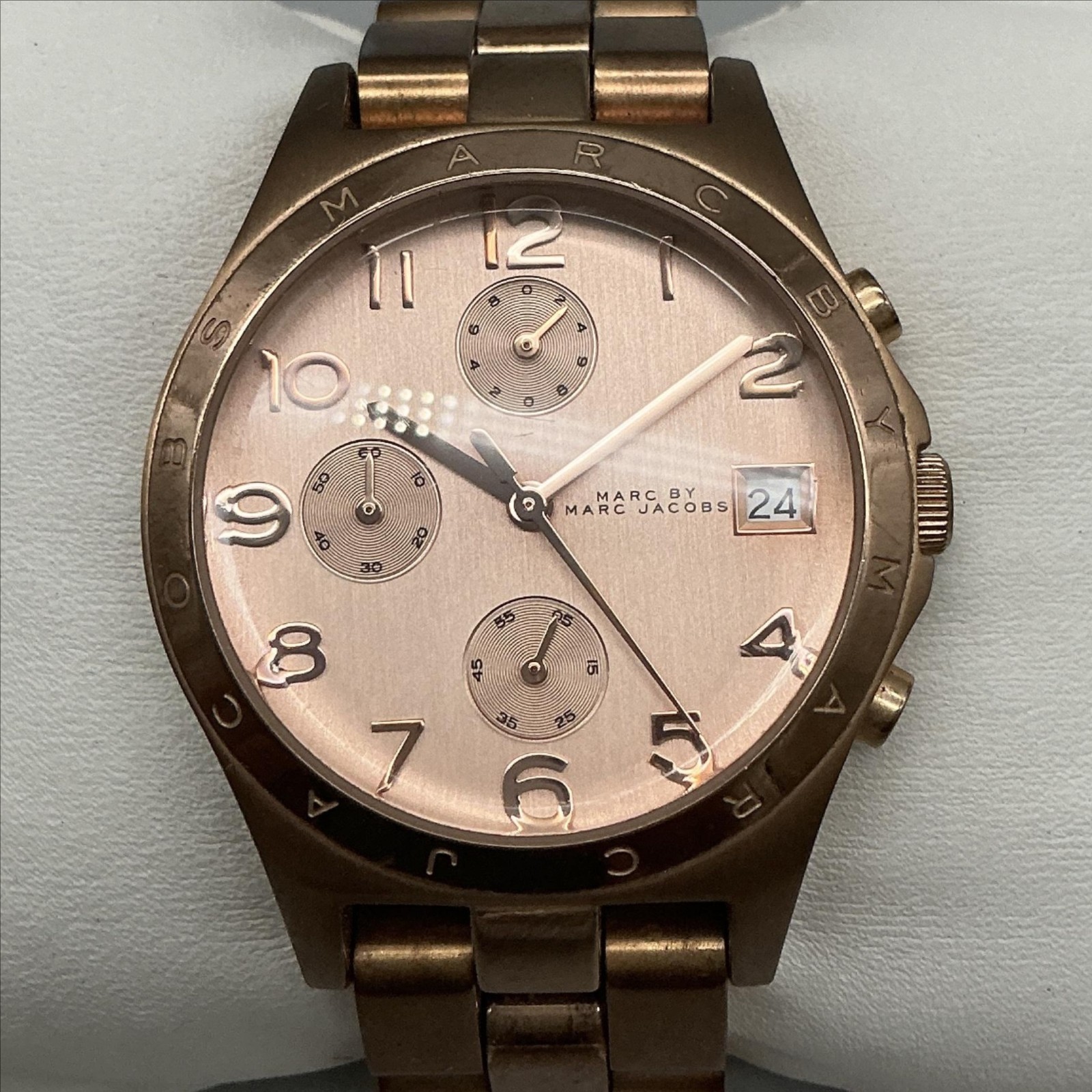 Marc By Marc Jacobs Womens Watch 37mm Rose Gold Tone Stainless New Battery 6.25″