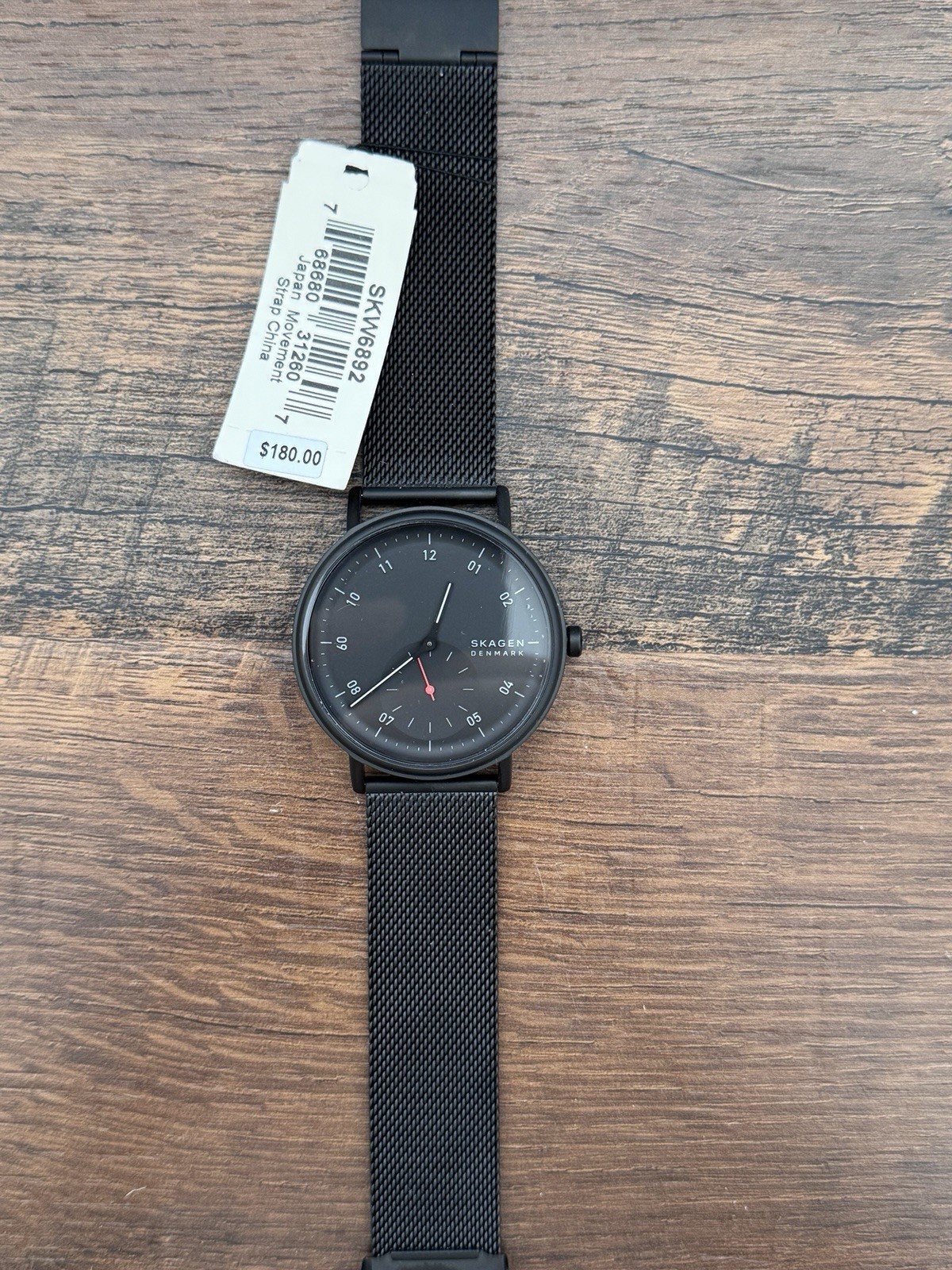 Skagen Watch KUPPEL Two-Hand Sub-Second SKW6892 Men’s Black