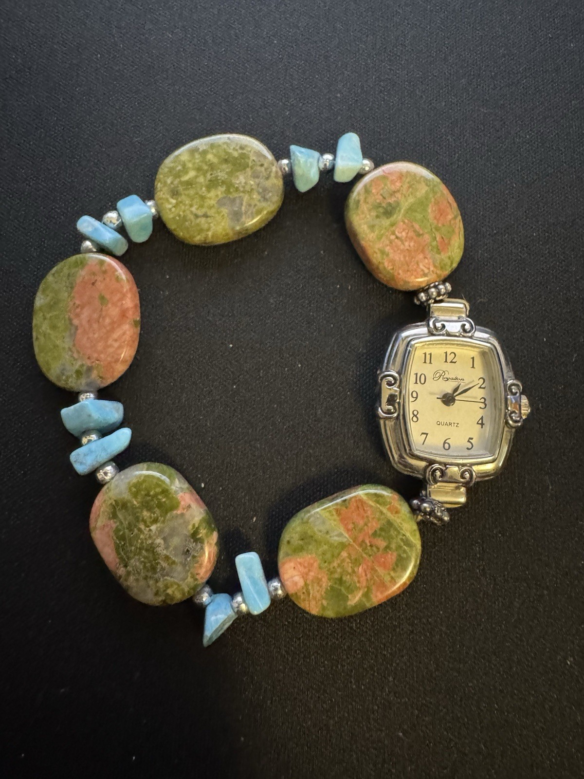 Women’s Quartz Watch W/stretch Band & Natural Stone Beads New Battery