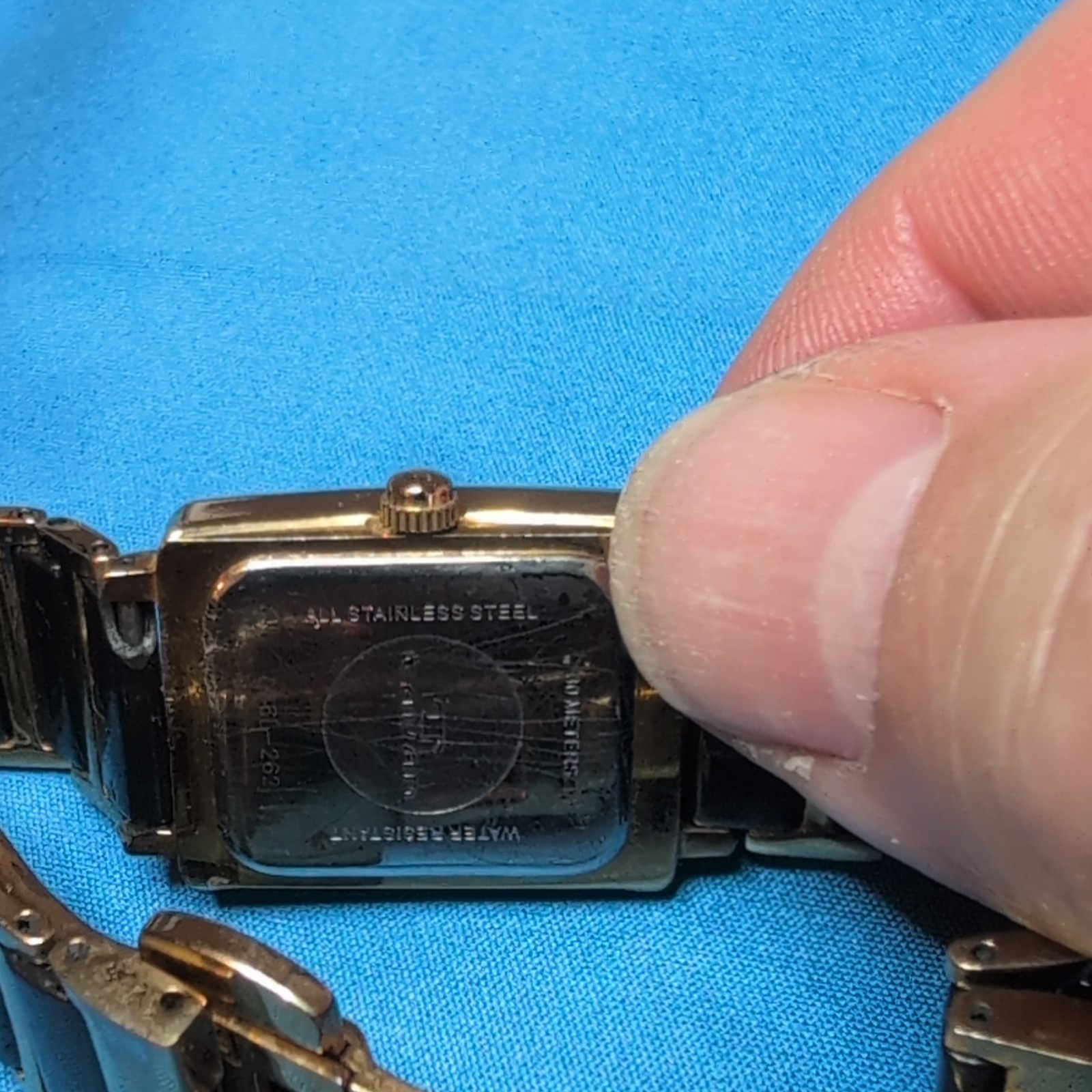 Tavan Swiss Made Sapphire Rectangle Wristwatch Black Dial Gold Bracelet Band