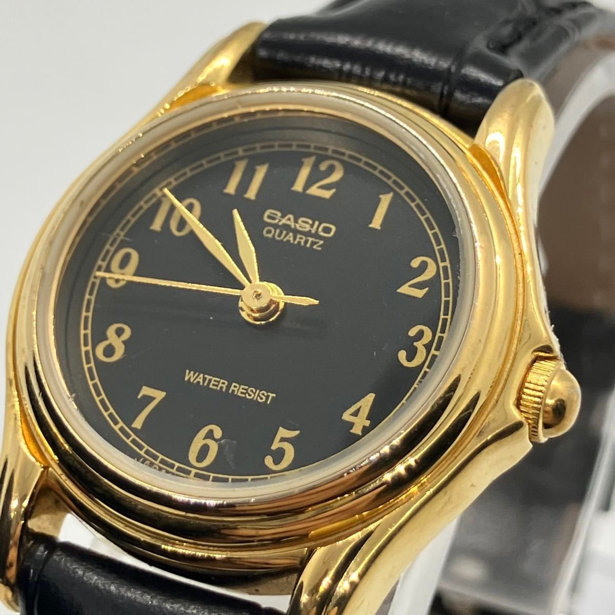 Casio Quartz Gold Case Black Dial Analog Watch