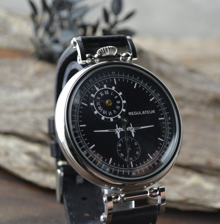 Watch Regulator Molniya Mechanical PILOT Wrist Aviator Russian Men USSR Molnja