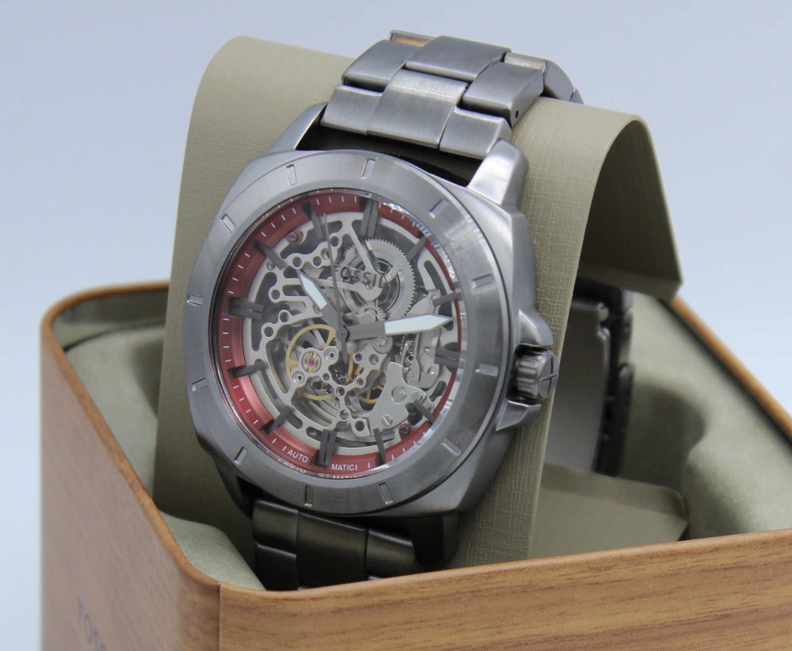 NEW AUTHENTIC FOSSIL PRIVATEER AUTOMATIC SKELETON GUNMETAL BQ2898 MEN’S WATCH
